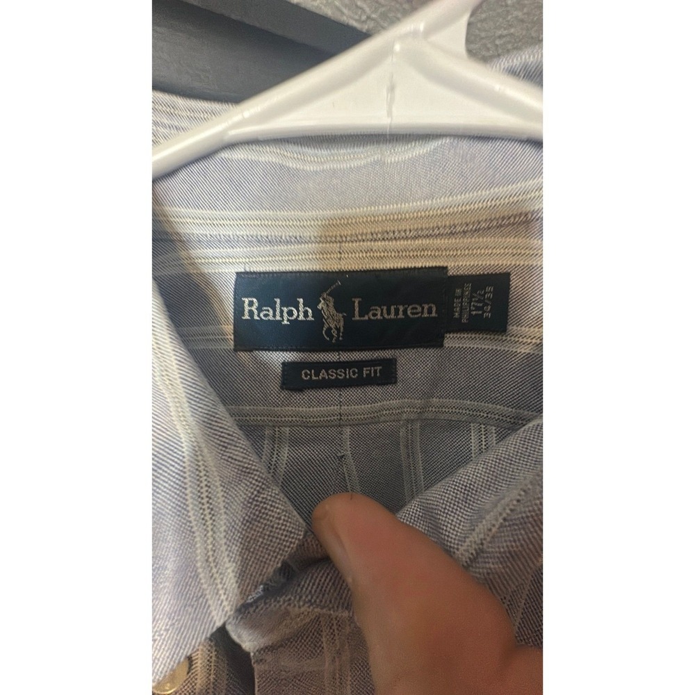 Ralph Lauren Mens Classic Fit Striped Oxford Shirt Blue White 17.5 34/35 88 - Picture 4 of 4